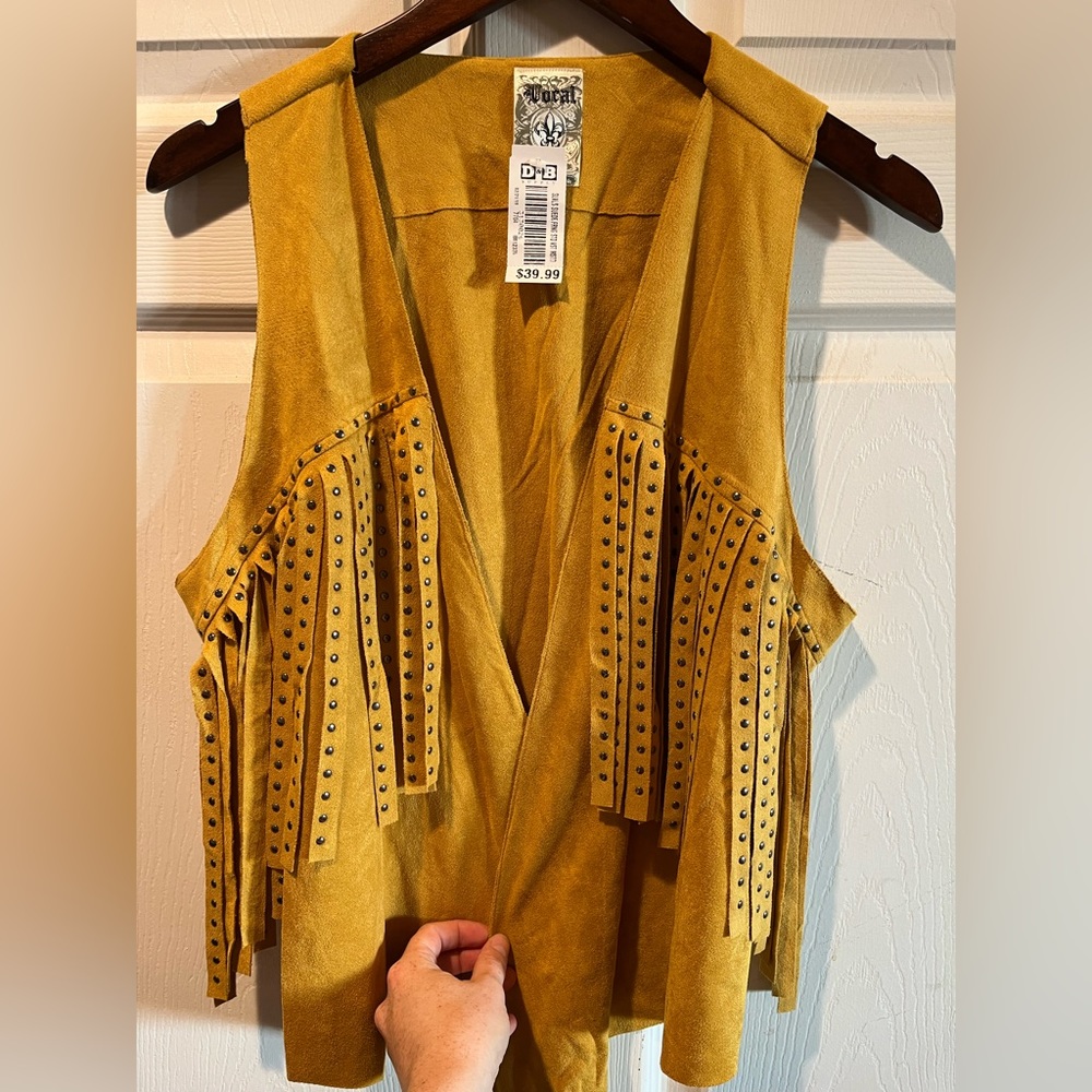 NWT Suede Fringe Mustard Vest